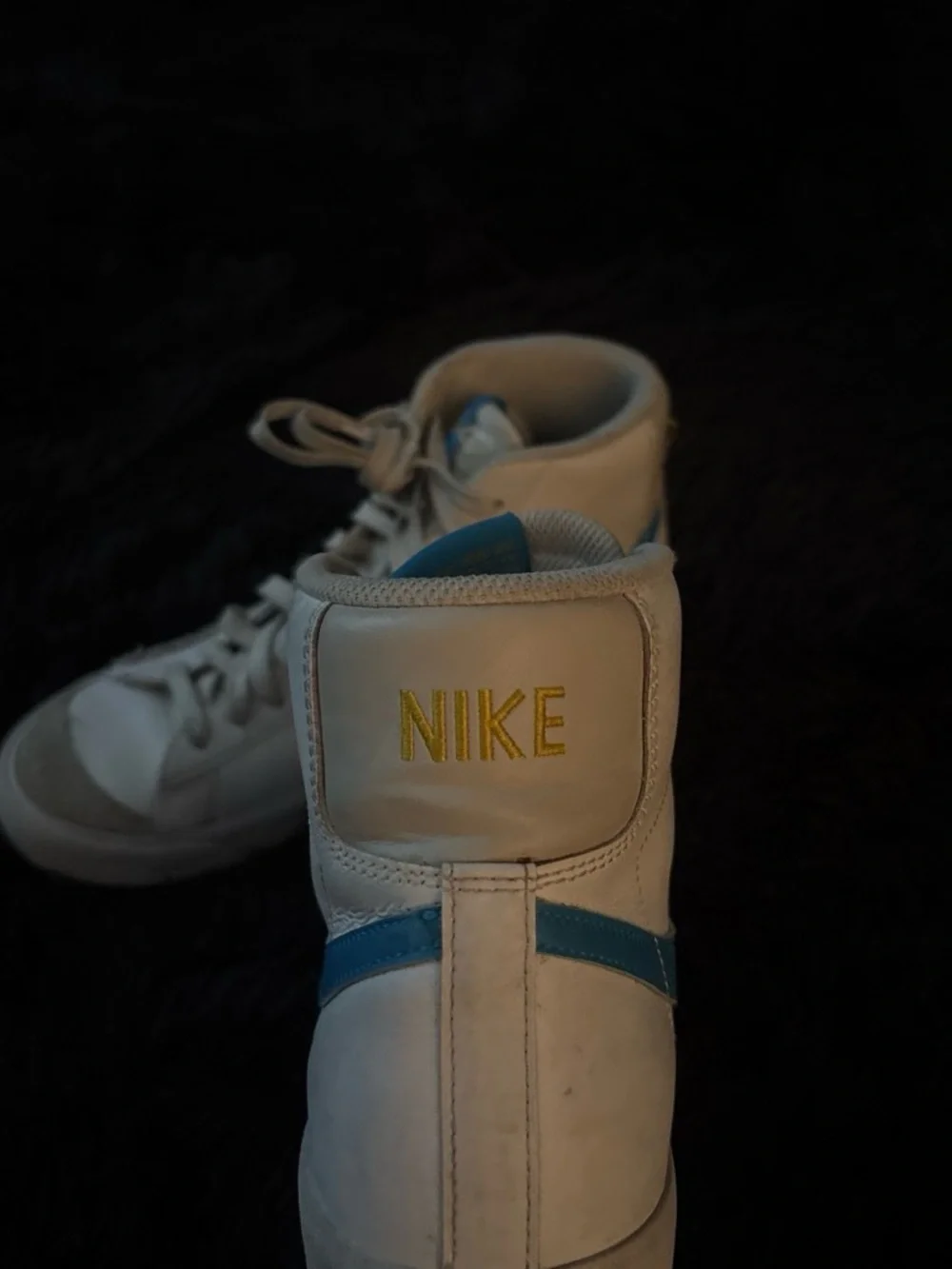 Nike Blazers with Blue swoosh Grey and Yellow accents